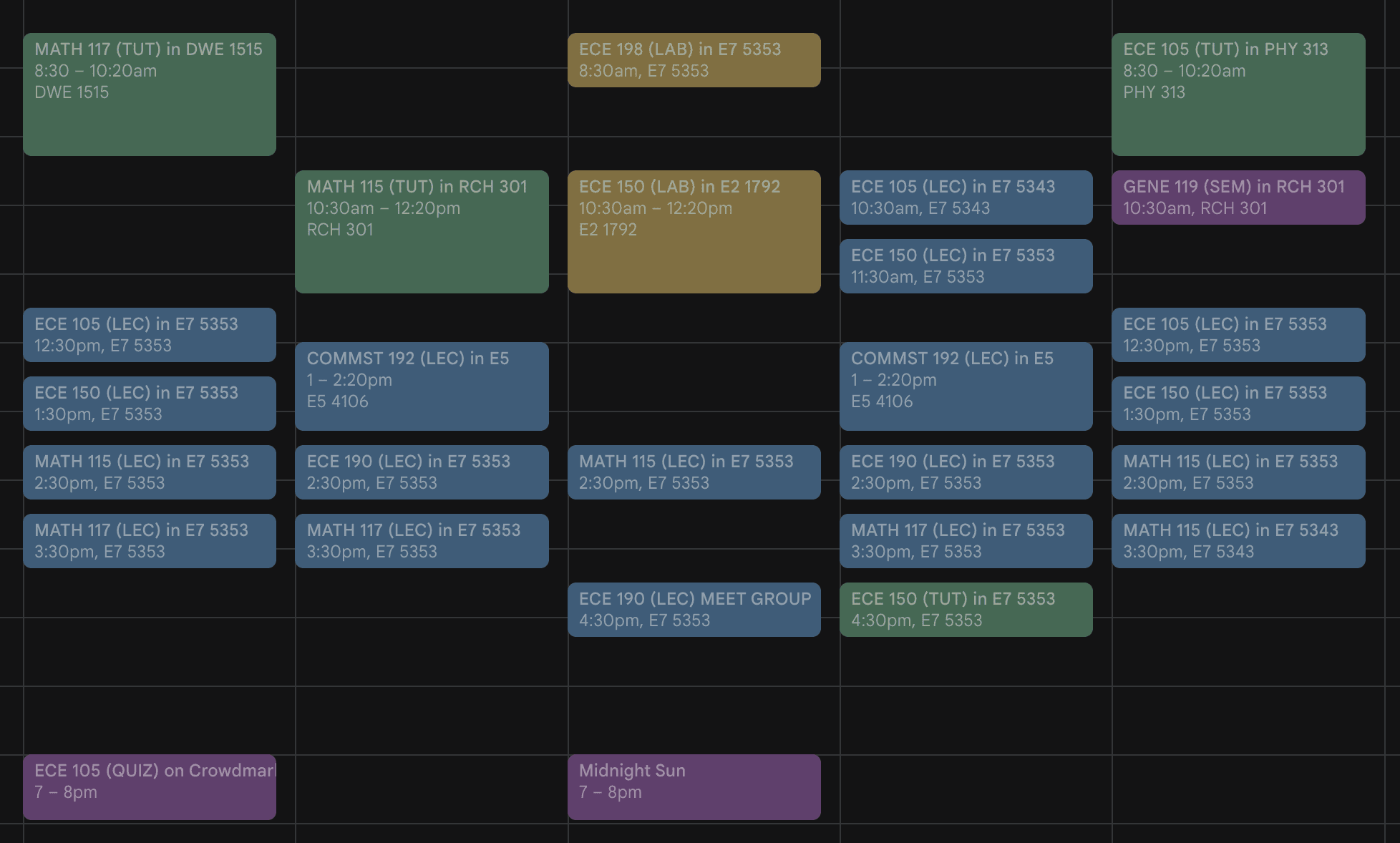 Weekly Schedule